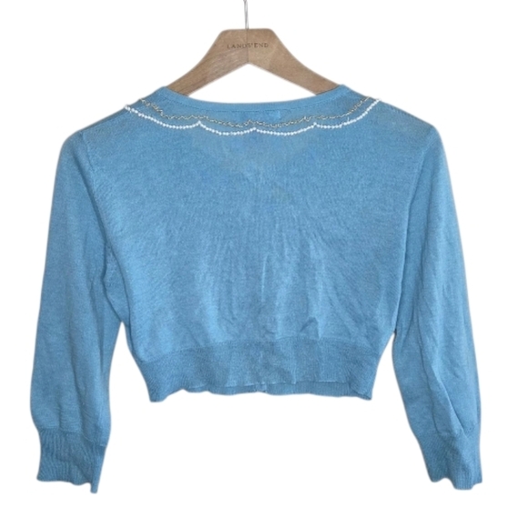Y2K Kenzie Girl | Blue Embellished Cropped Shrug Cardigan Sweater Size XXS - Picture 6 of 6